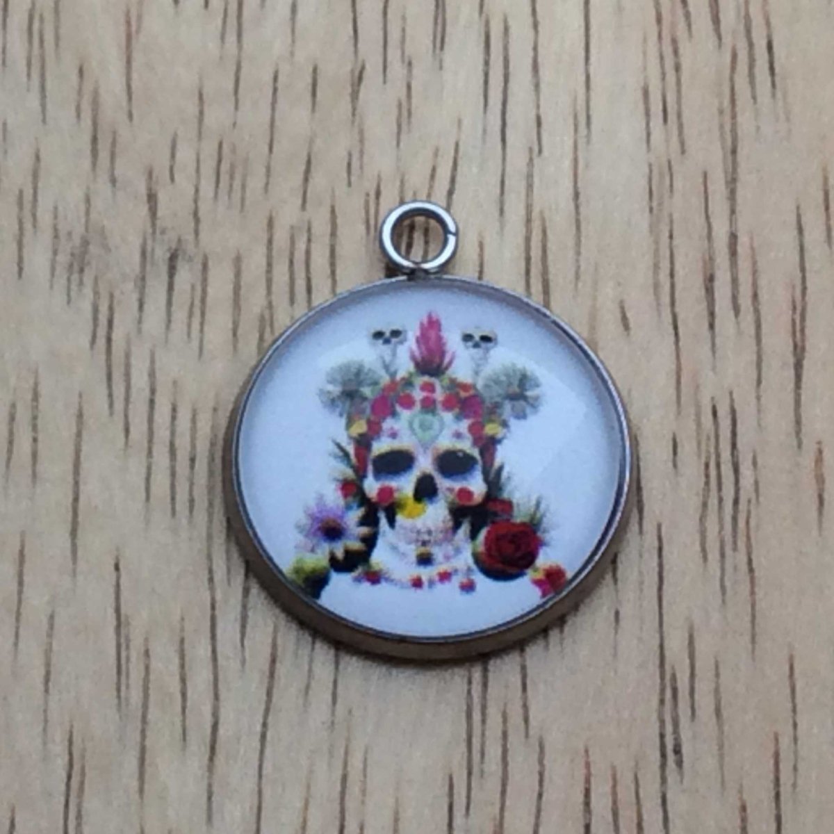 skull glass cabochon charm