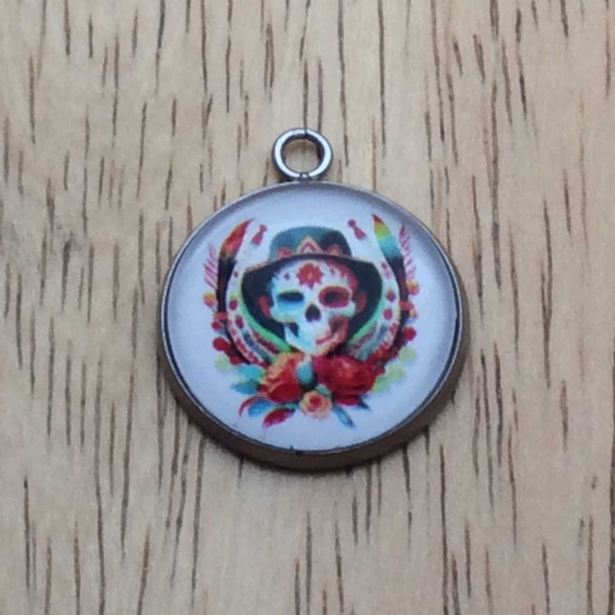 skull glass cabochon charm