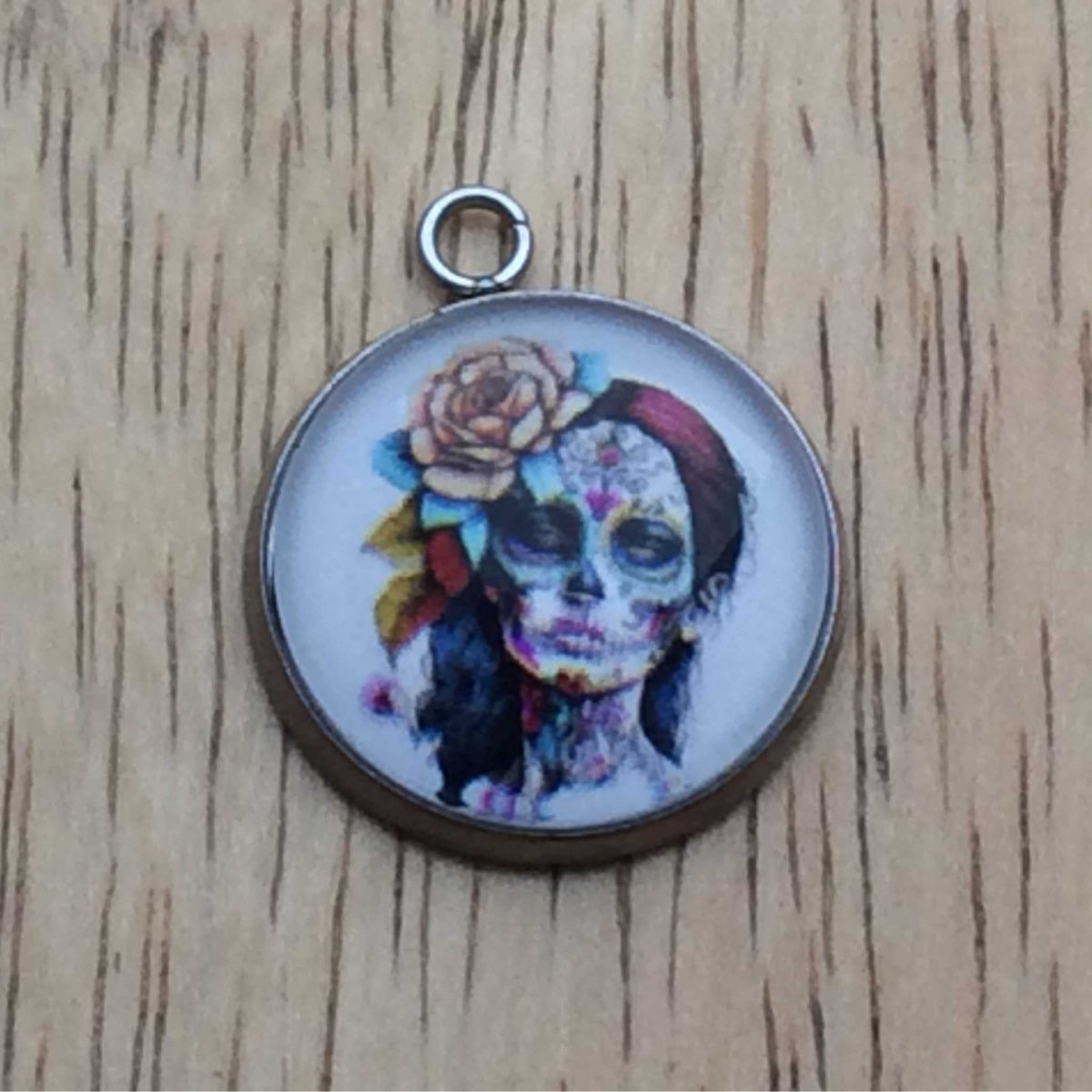 skull glass cabochon charm