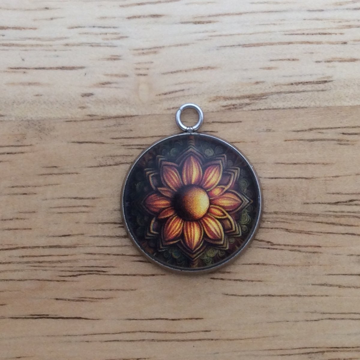 southwestern style sunflower glass cabochon charm