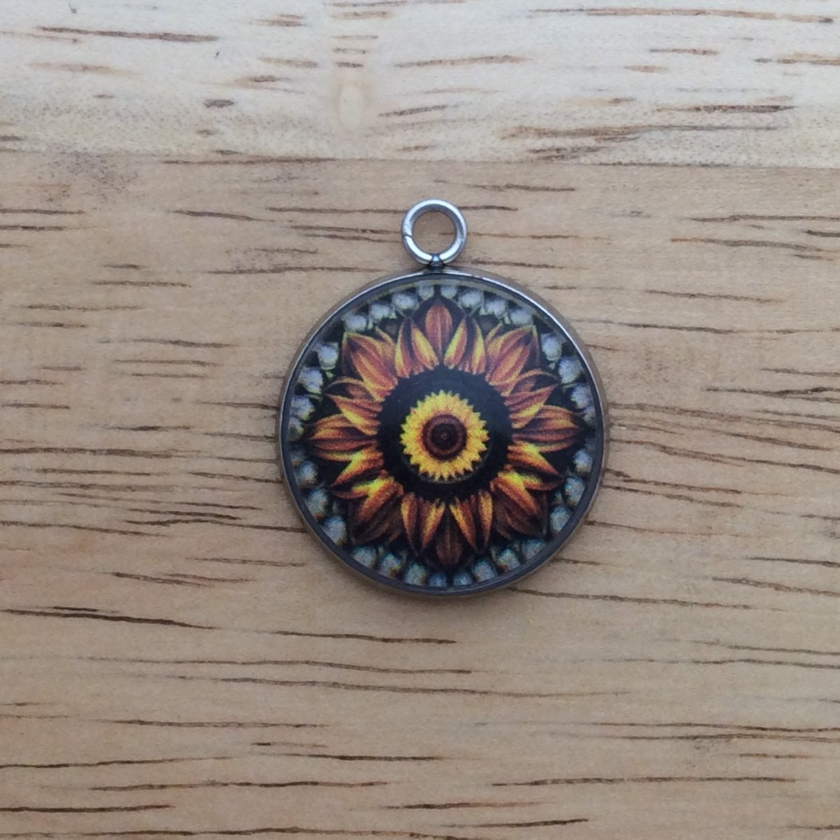 southwestern style sunflower glass cabochon charm