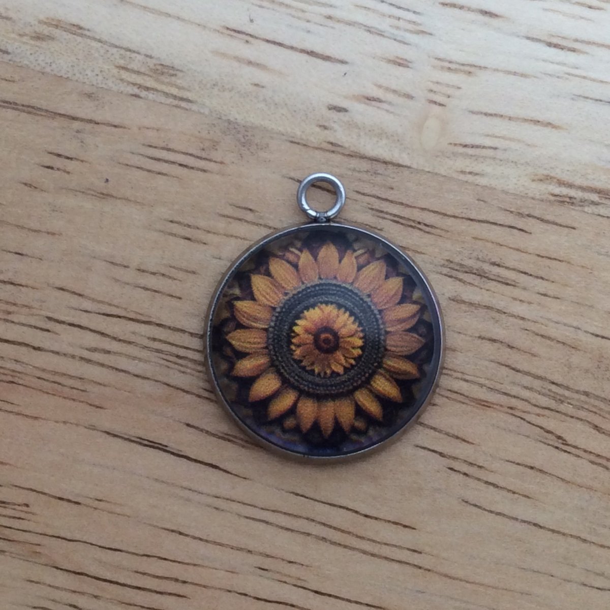 southwestern style sunflower glass cabochon charm