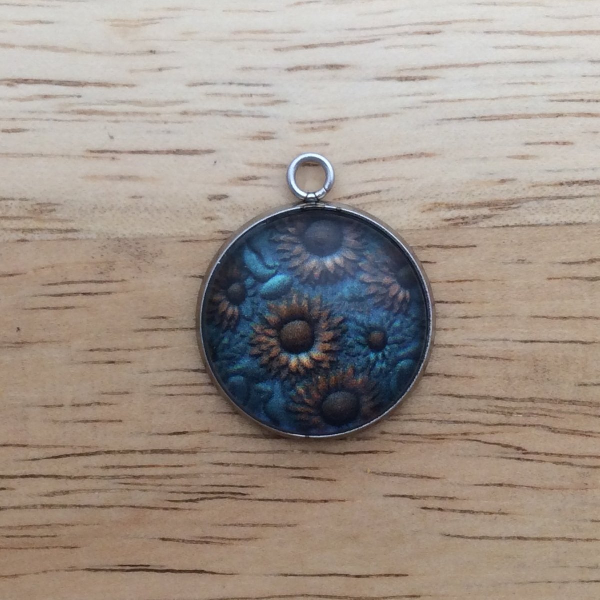 southwestern style sunflower glass cabochon charm