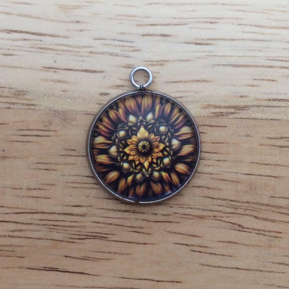 southwestern style sunflower glass cabochon charm