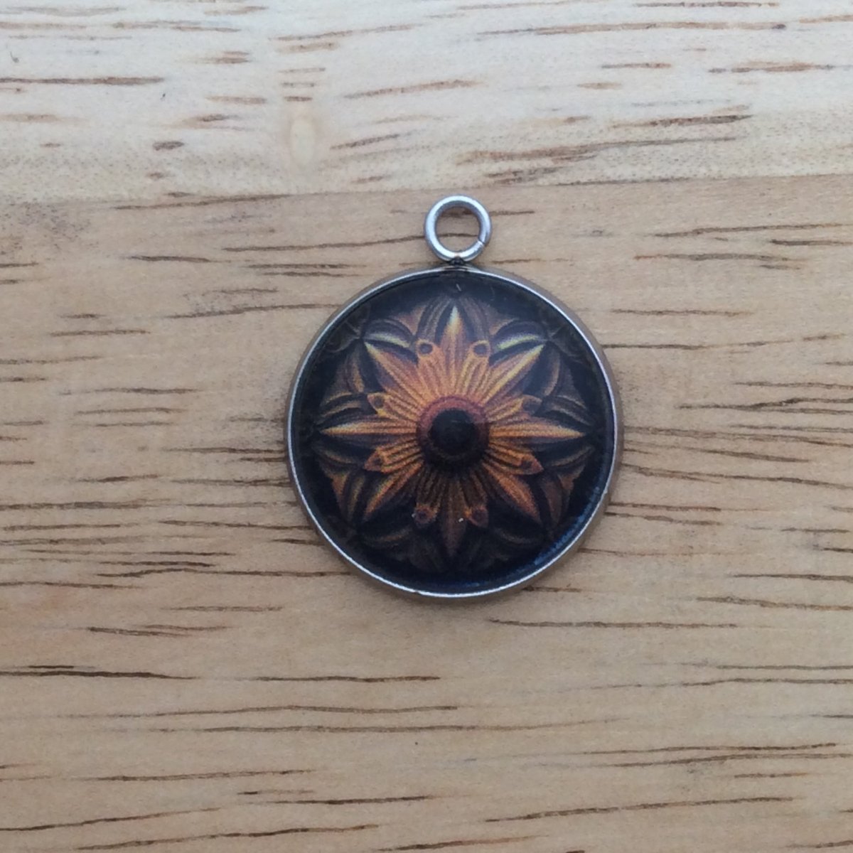 southwestern style sunflower glass cabochon charm