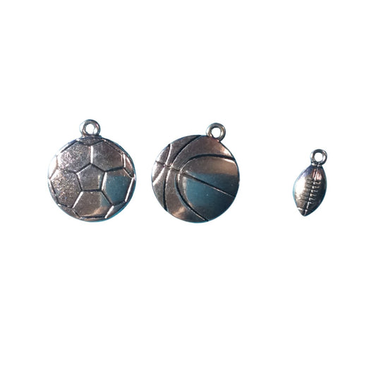 Sports Ball Charms, Stainless Steel Charms, 3 Styles