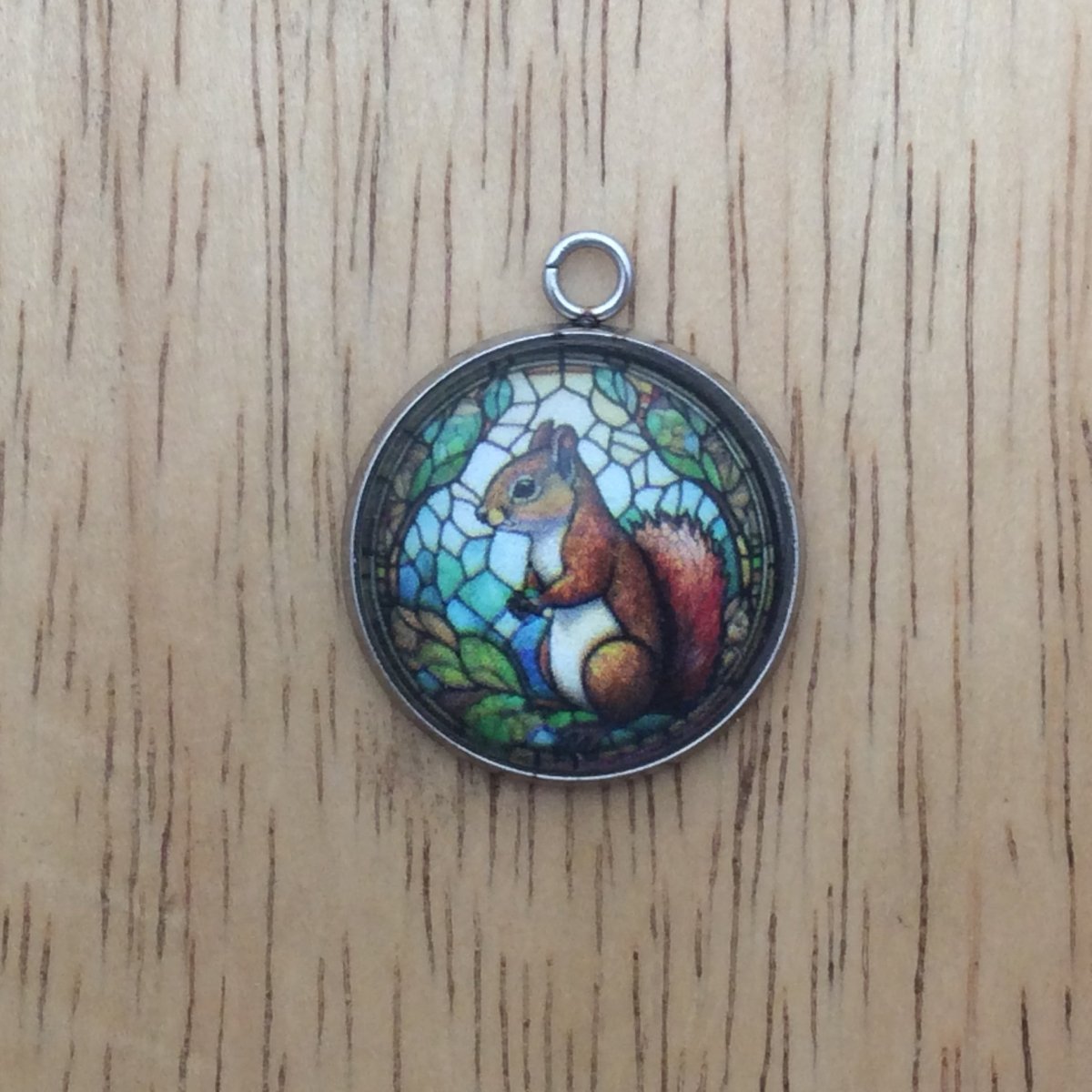 squirrel stained glass charm