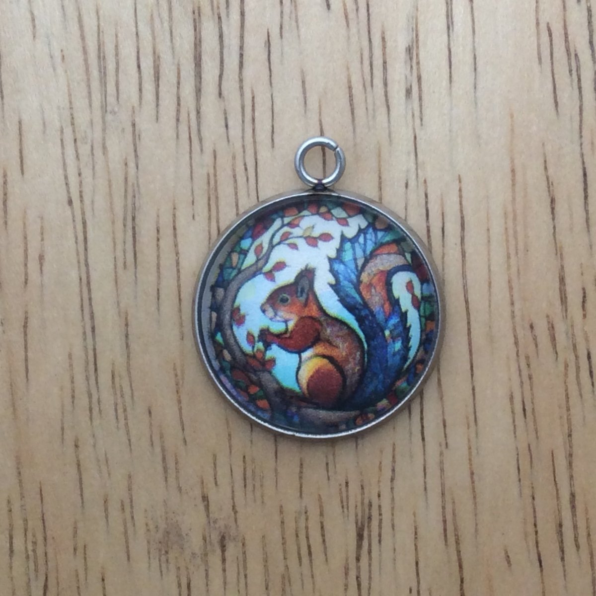 squirrel stained glass charm