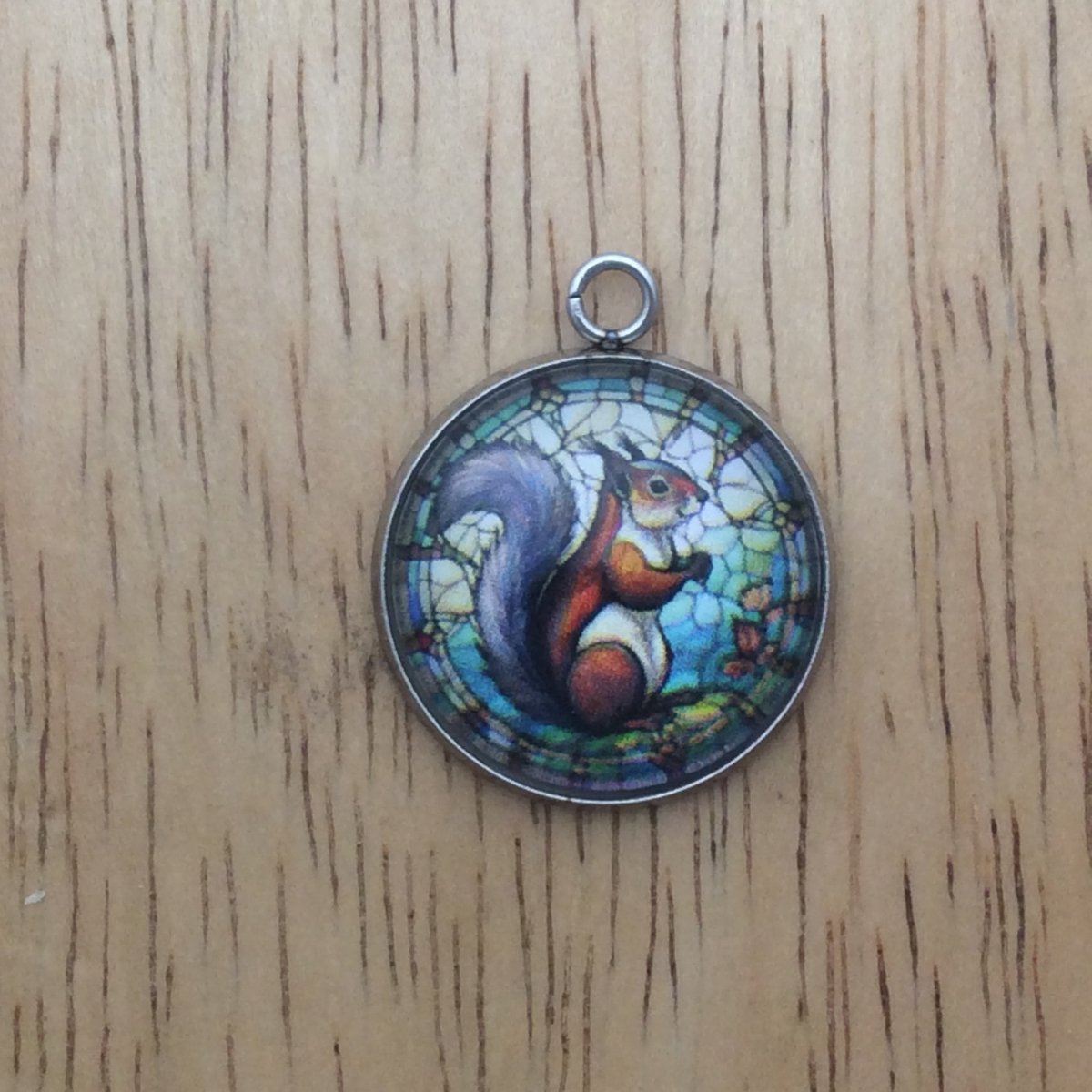 squirrel stained glass charm