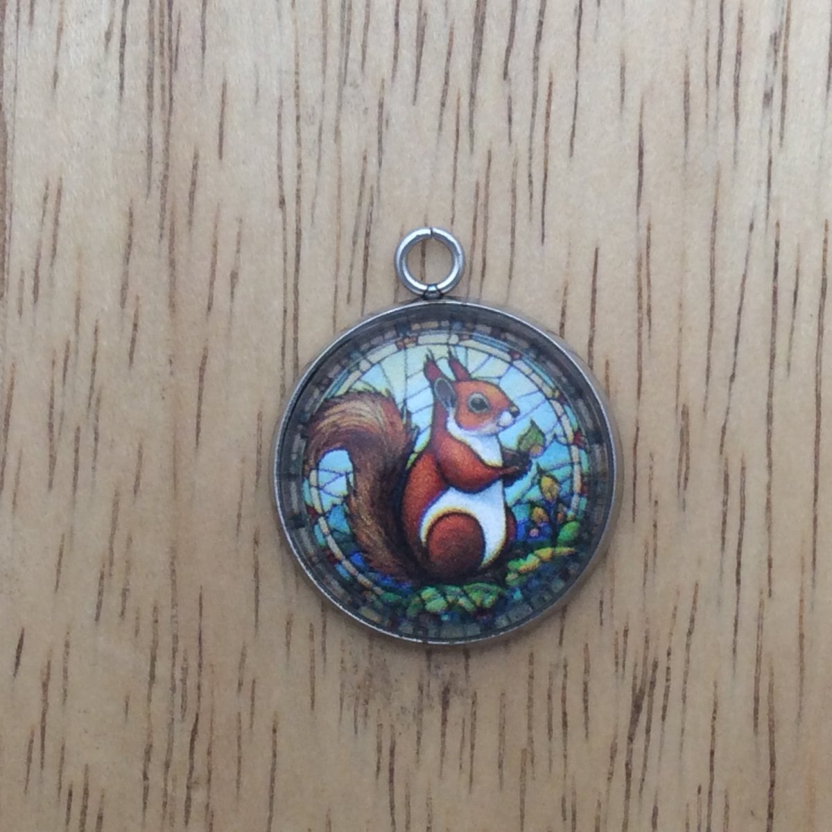 squirrel stained glass charm