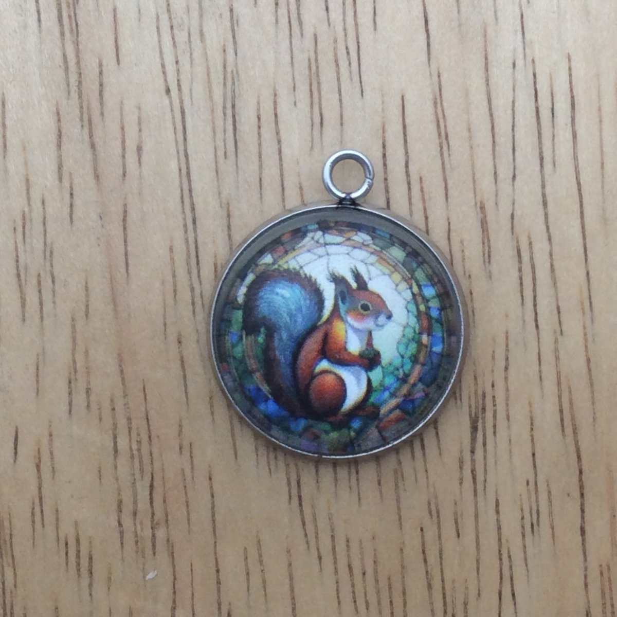 squirrel stained glass charm