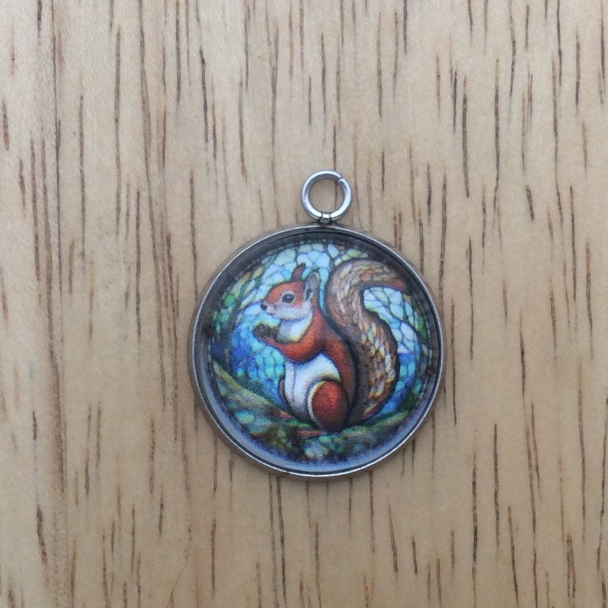 squirrel stained glass charm