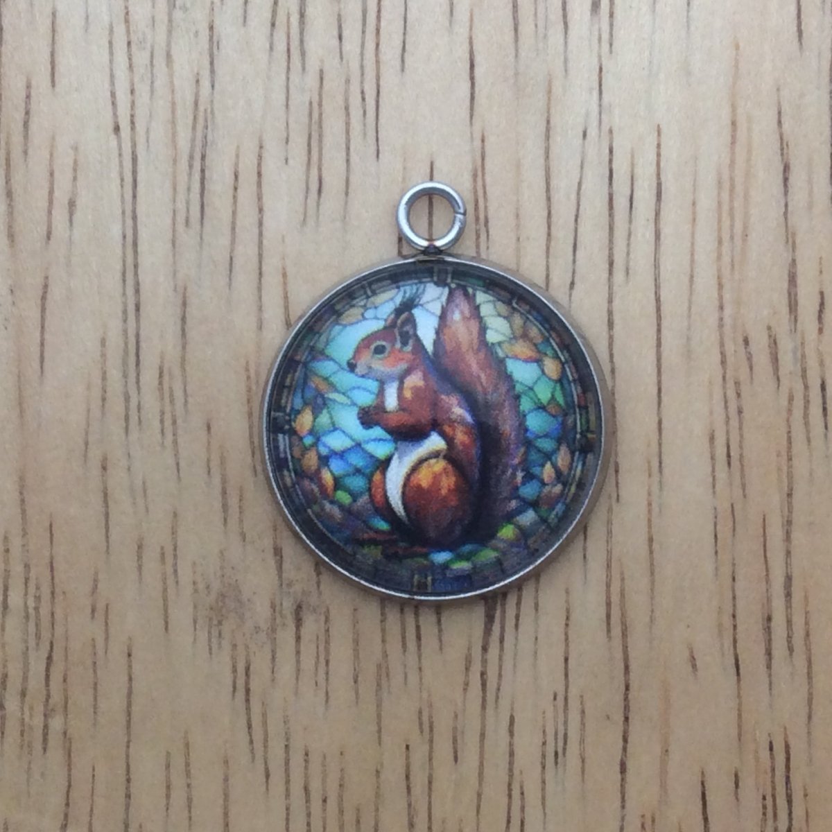 squirrel stained glass charm