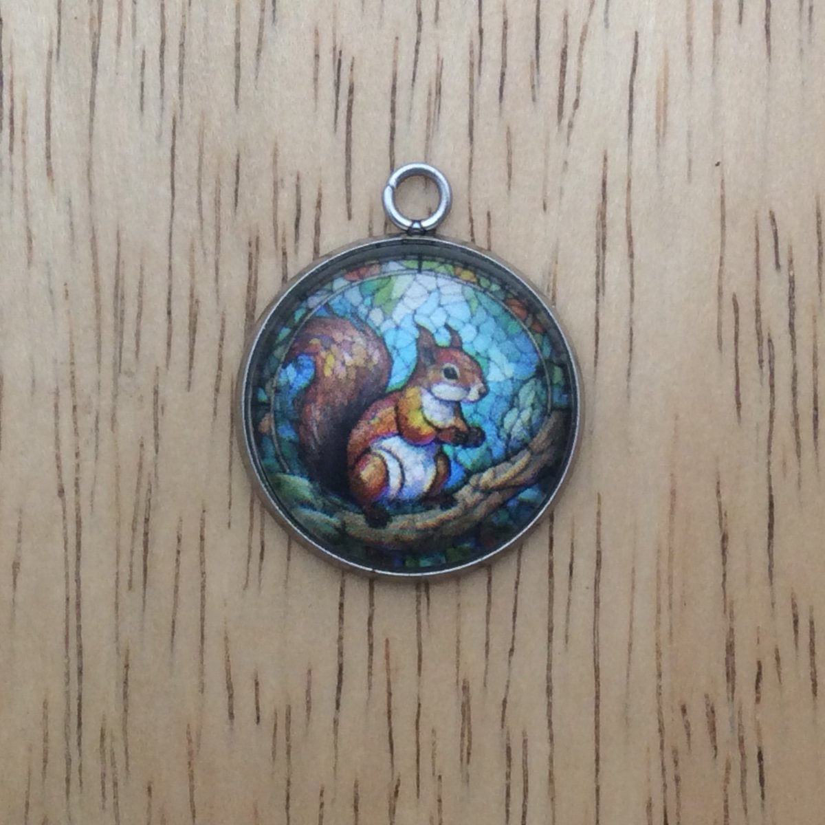 squirrel stained glass charm