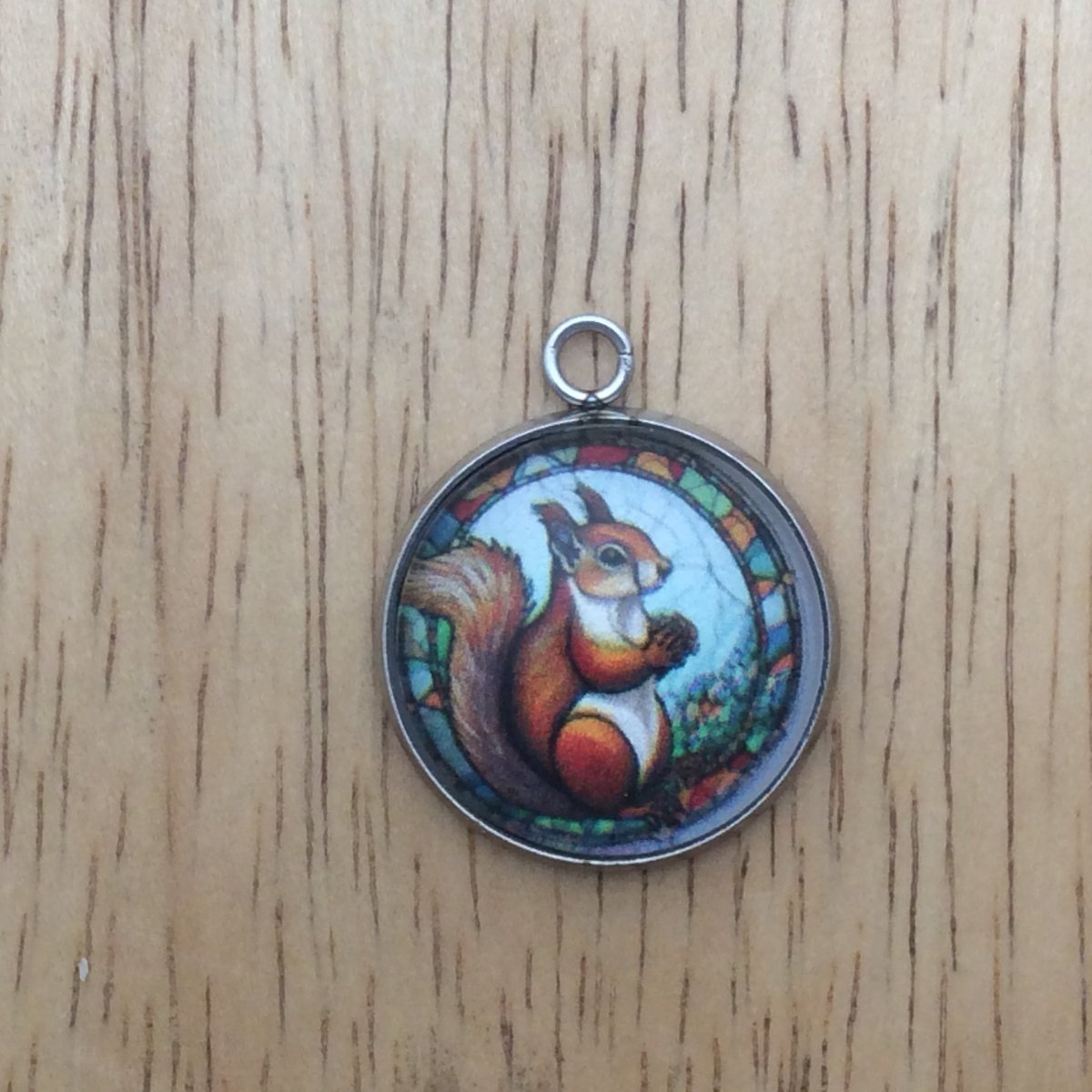 squirrel stained glass charm