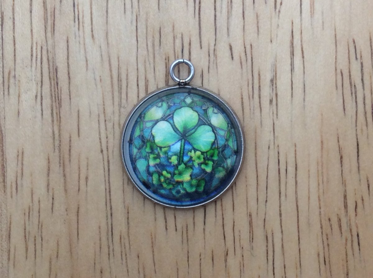 st patricks day clover glass cabochon charm