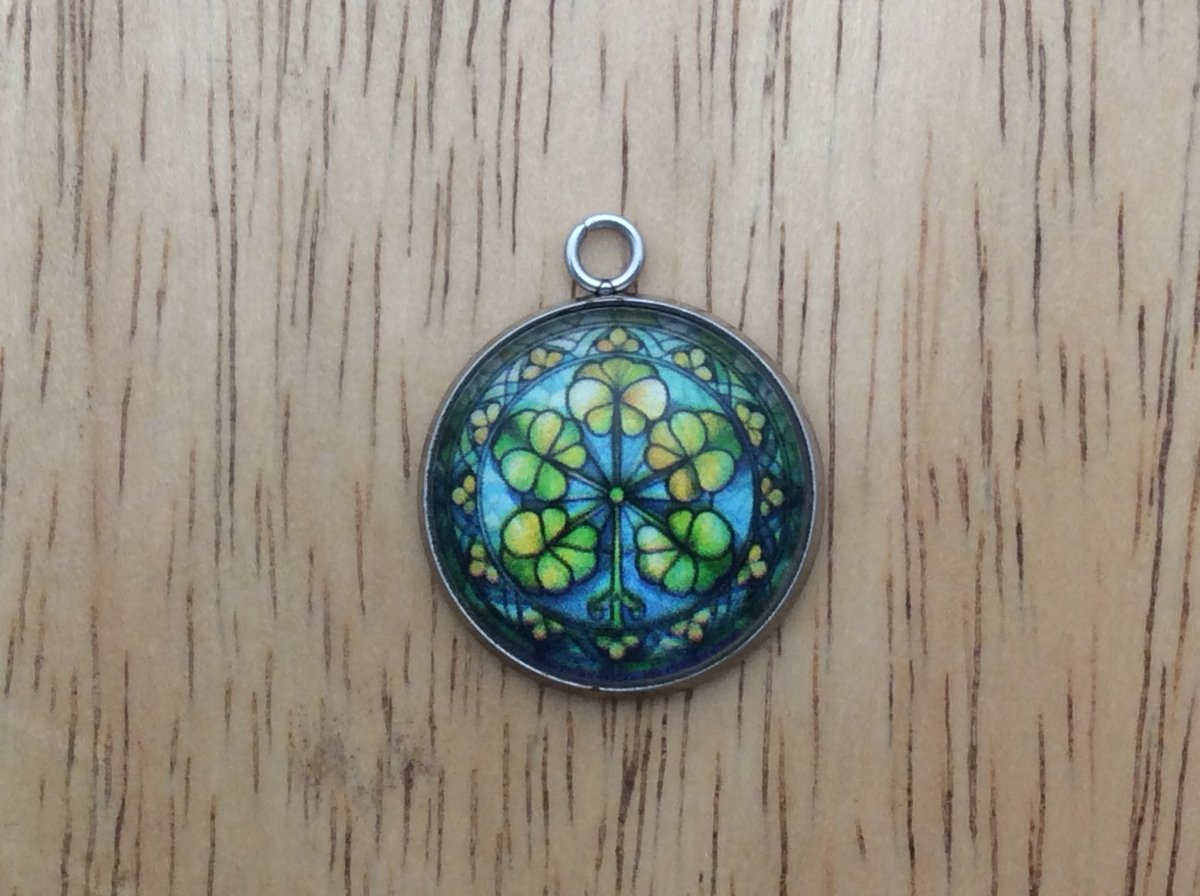 st patricks day clover glass cabochon charm