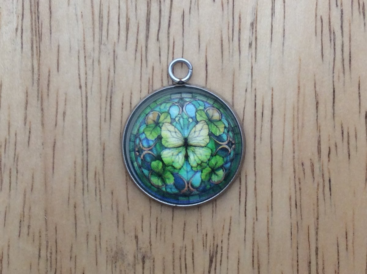 st patricks day clover glass cabochon charm