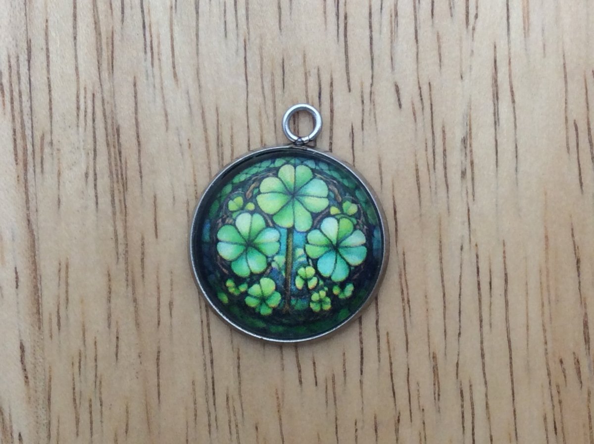 st patricks day clover glass cabochon charm