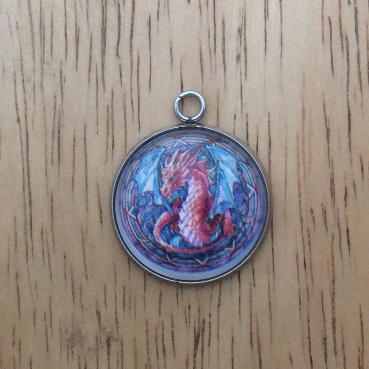 dragon glass cabochon charm