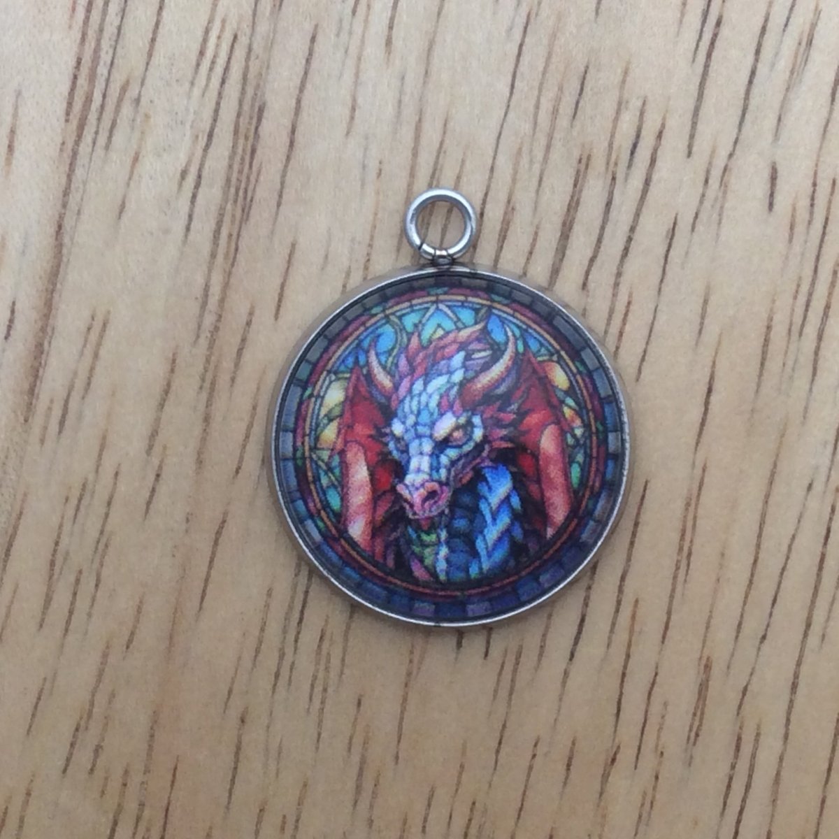 dragon glass cabochon charm