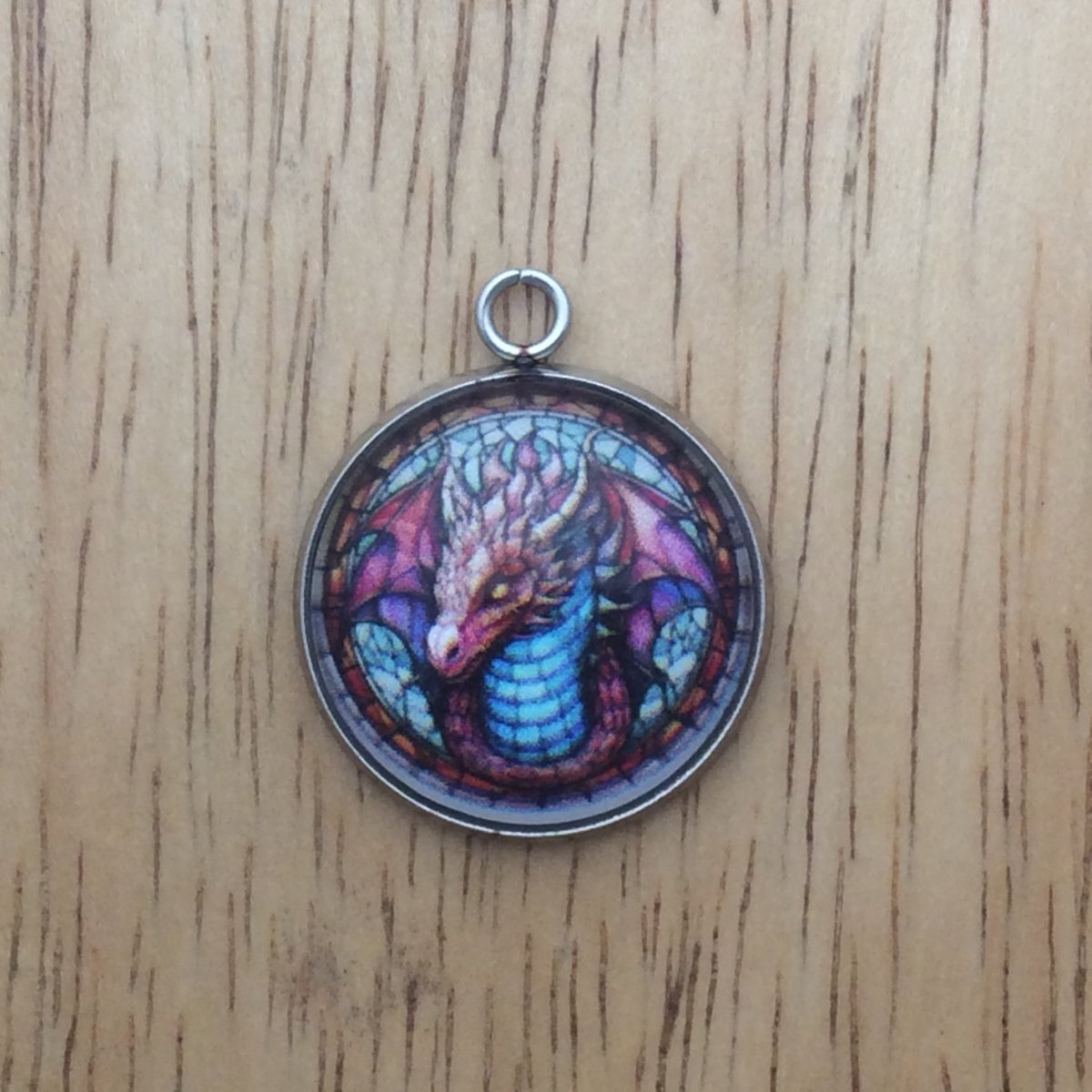 dragon glass cabochon charm