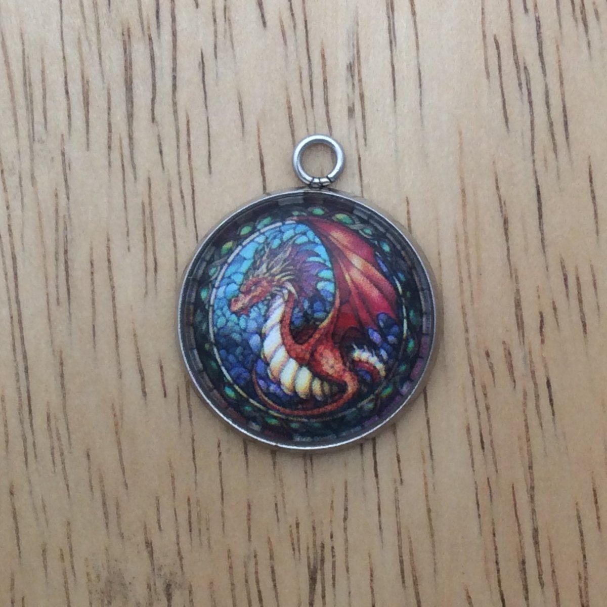 dragon glass cabochon charm