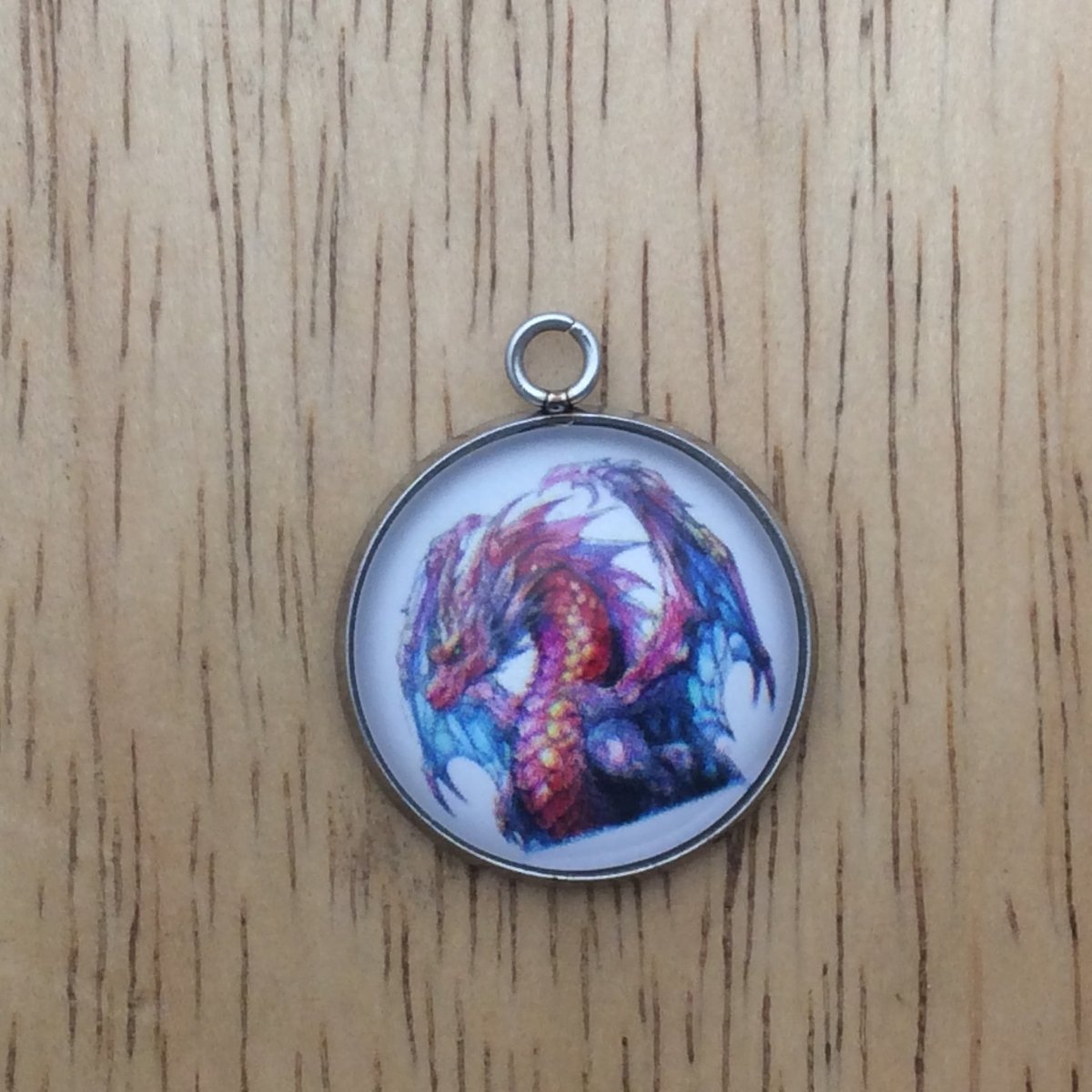 dragon glass cabochon charm