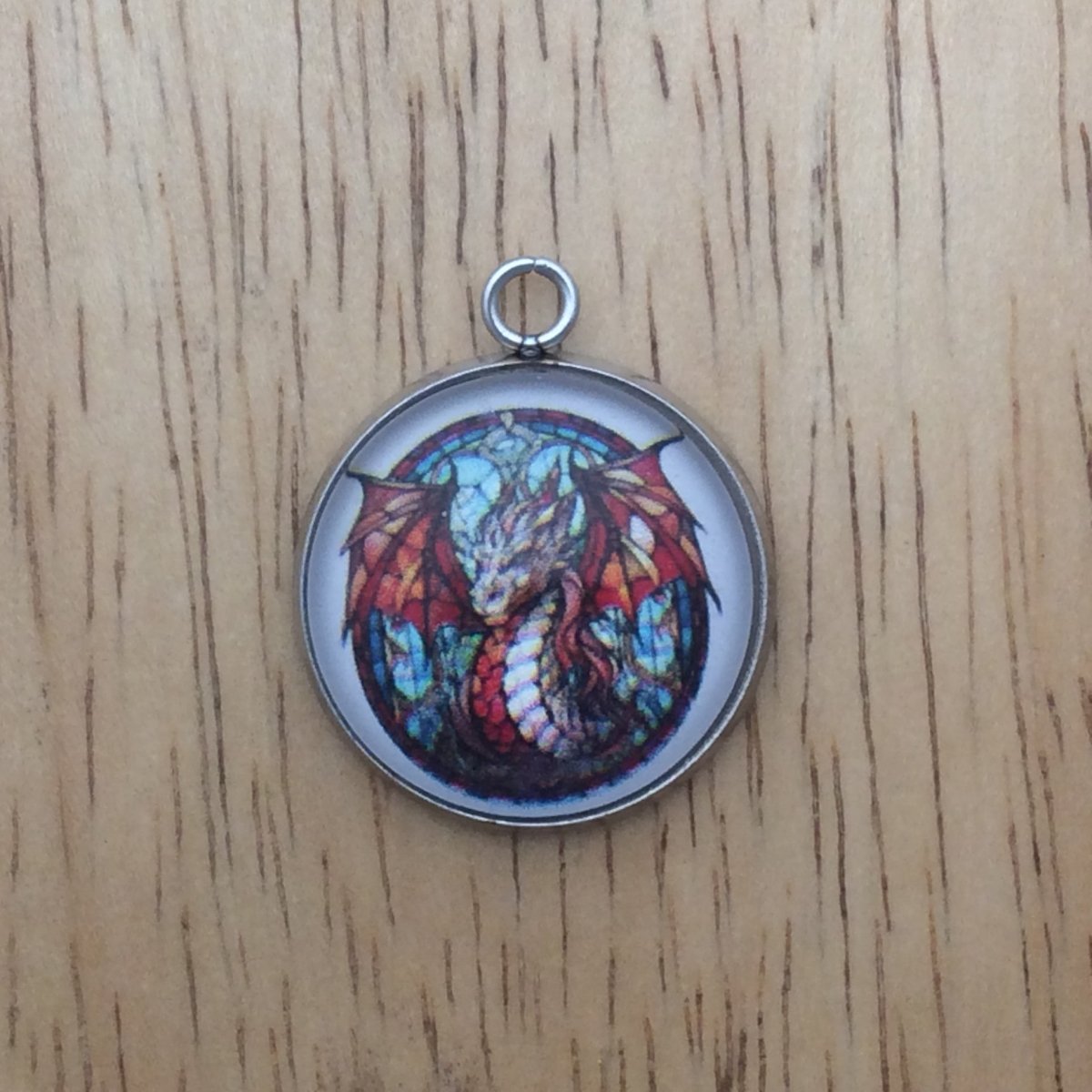 dragon glass cabochon charm