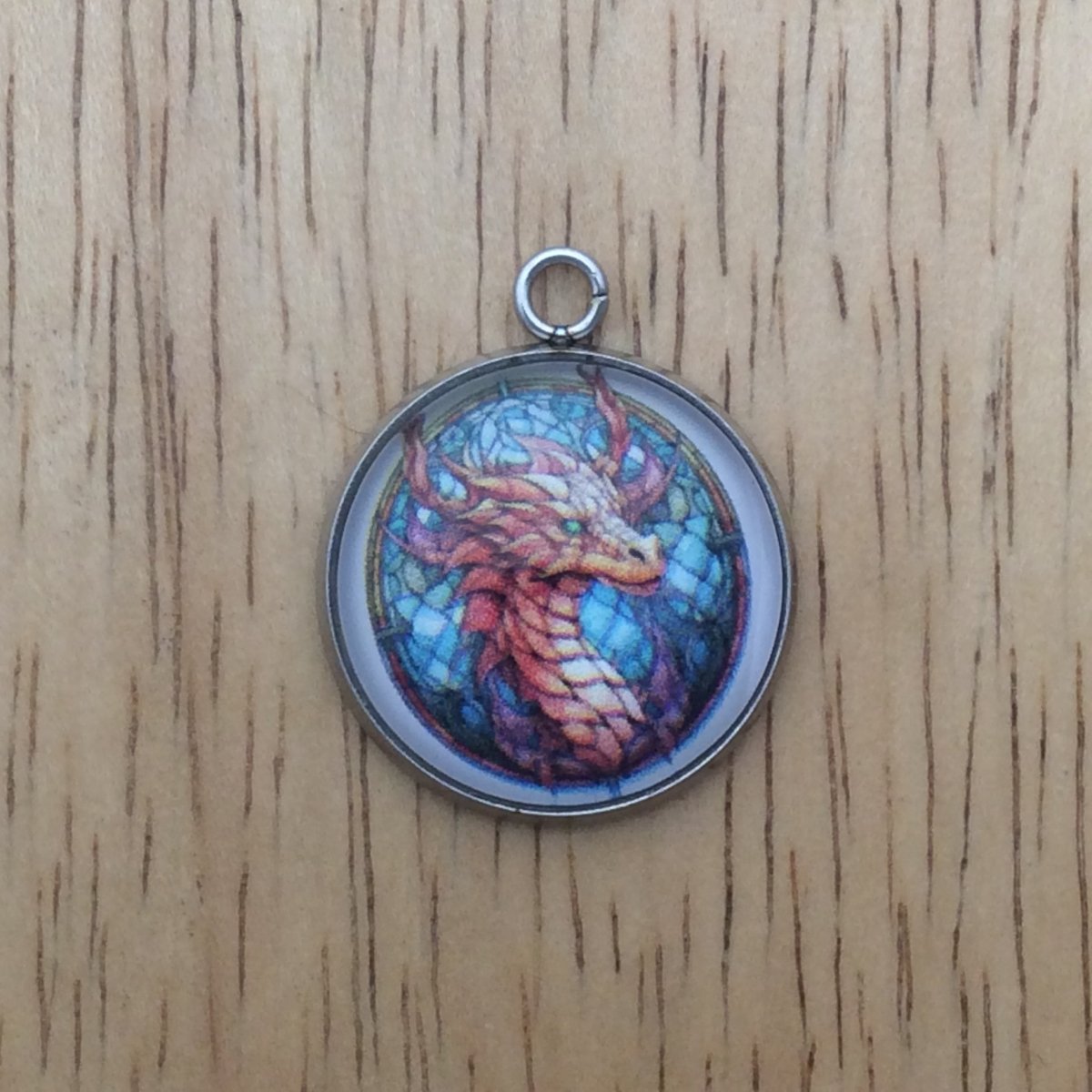 dragon glass cabochon charm