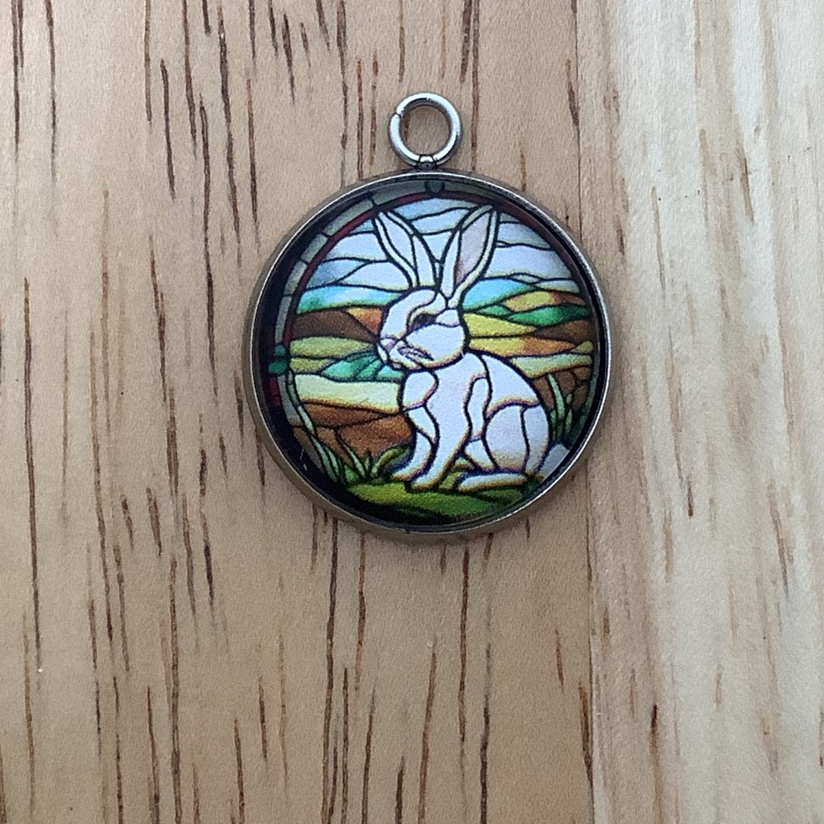 white bunny facing left 