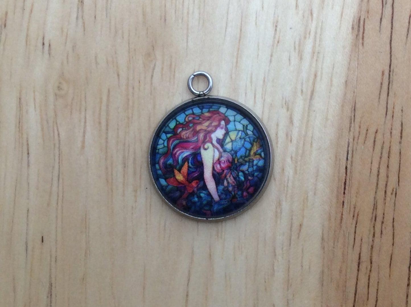 Stained Glass Mermaid Glass Cabochon Charm - ILikeWorms