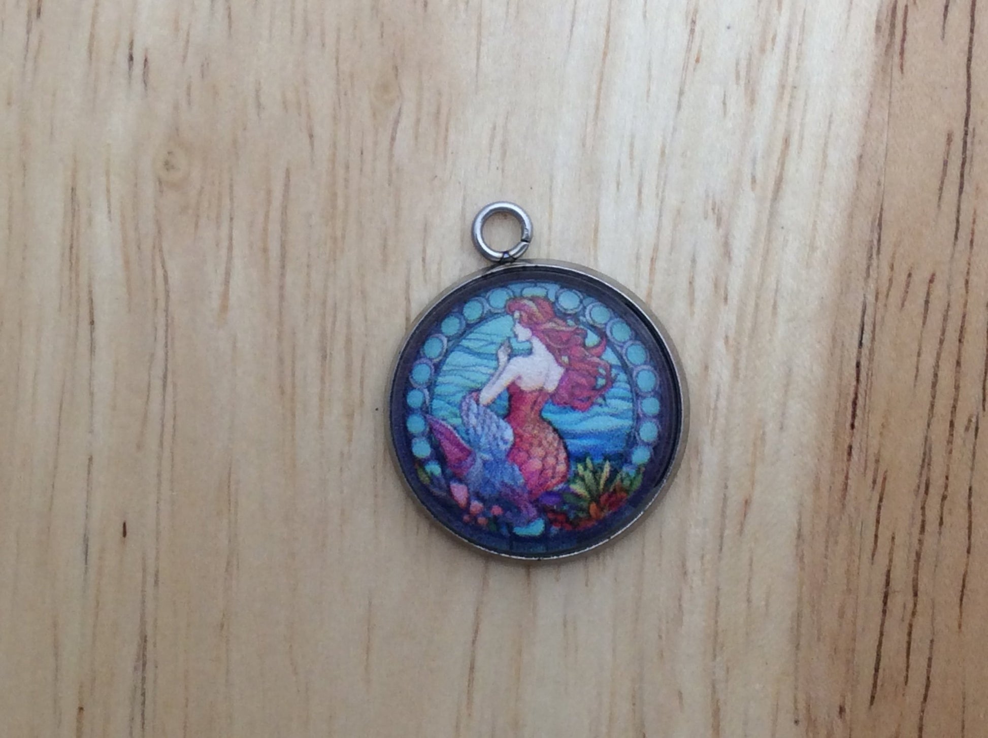 Stained Glass Mermaid Glass Cabochon Charm - ILikeWorms