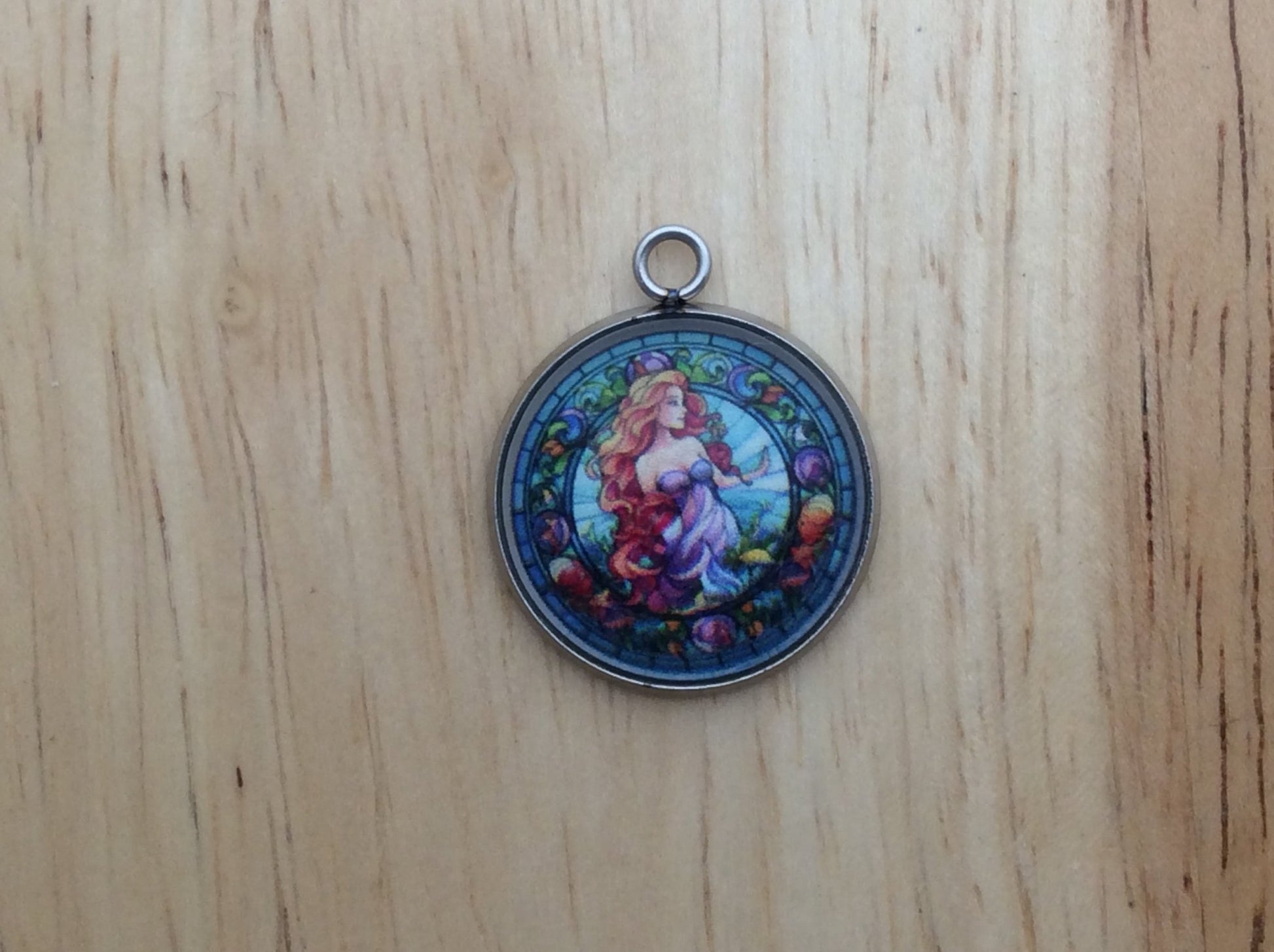 Stained Glass Mermaid Glass Cabochon Charm - ILikeWorms