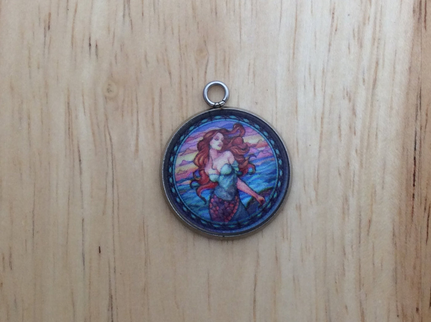 Stained Glass Mermaid Glass Cabochon Charm - ILikeWorms