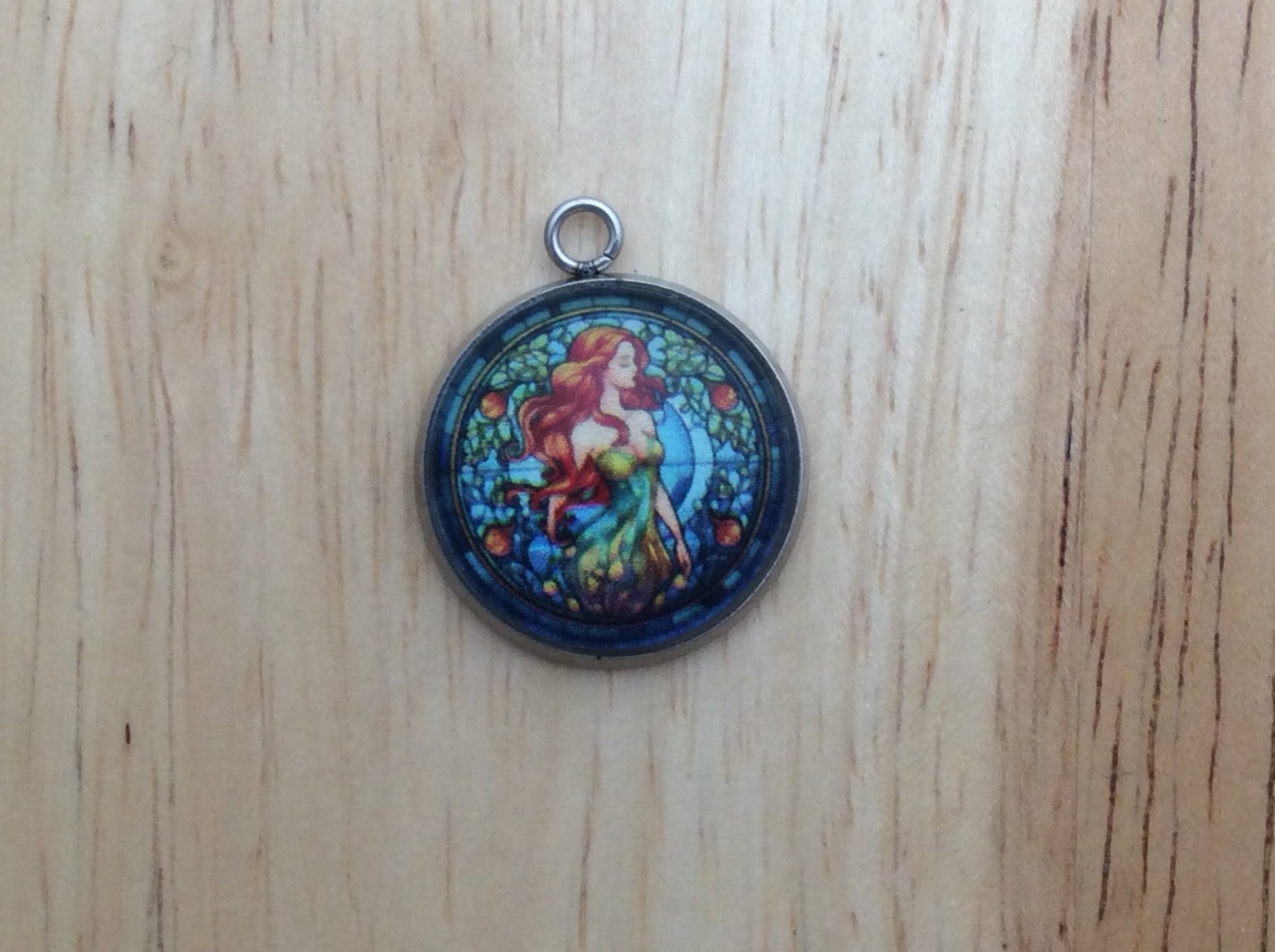 Stained Glass Mermaid Glass Cabochon Charm - ILikeWorms