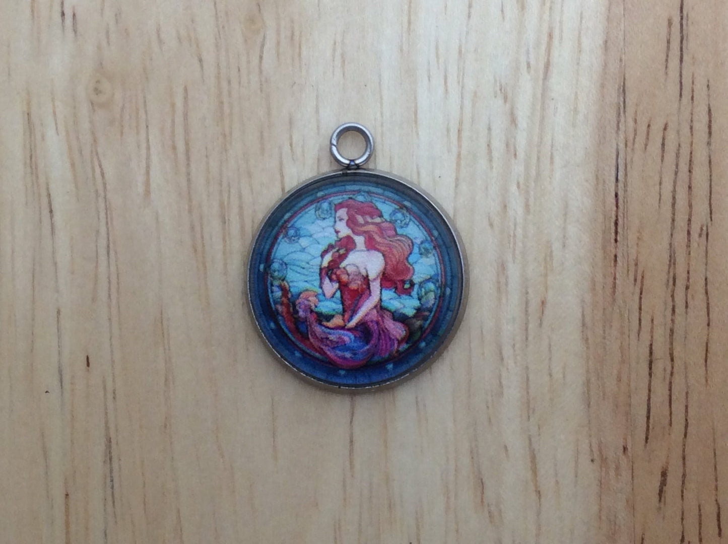 Stained Glass Mermaid Glass Cabochon Charm - ILikeWorms