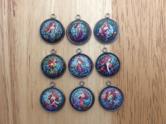 Stained Glass Mermaid Glass Cabochon Charm - ILikeWorms