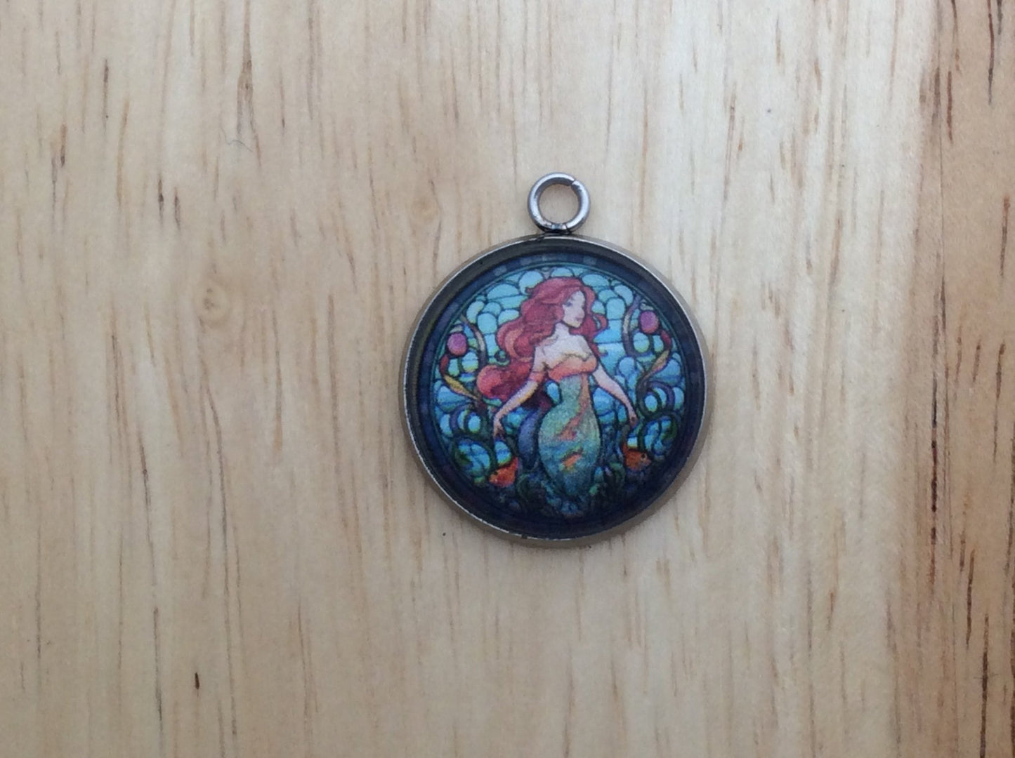 Stained Glass Mermaid Glass Cabochon Charm - ILikeWorms