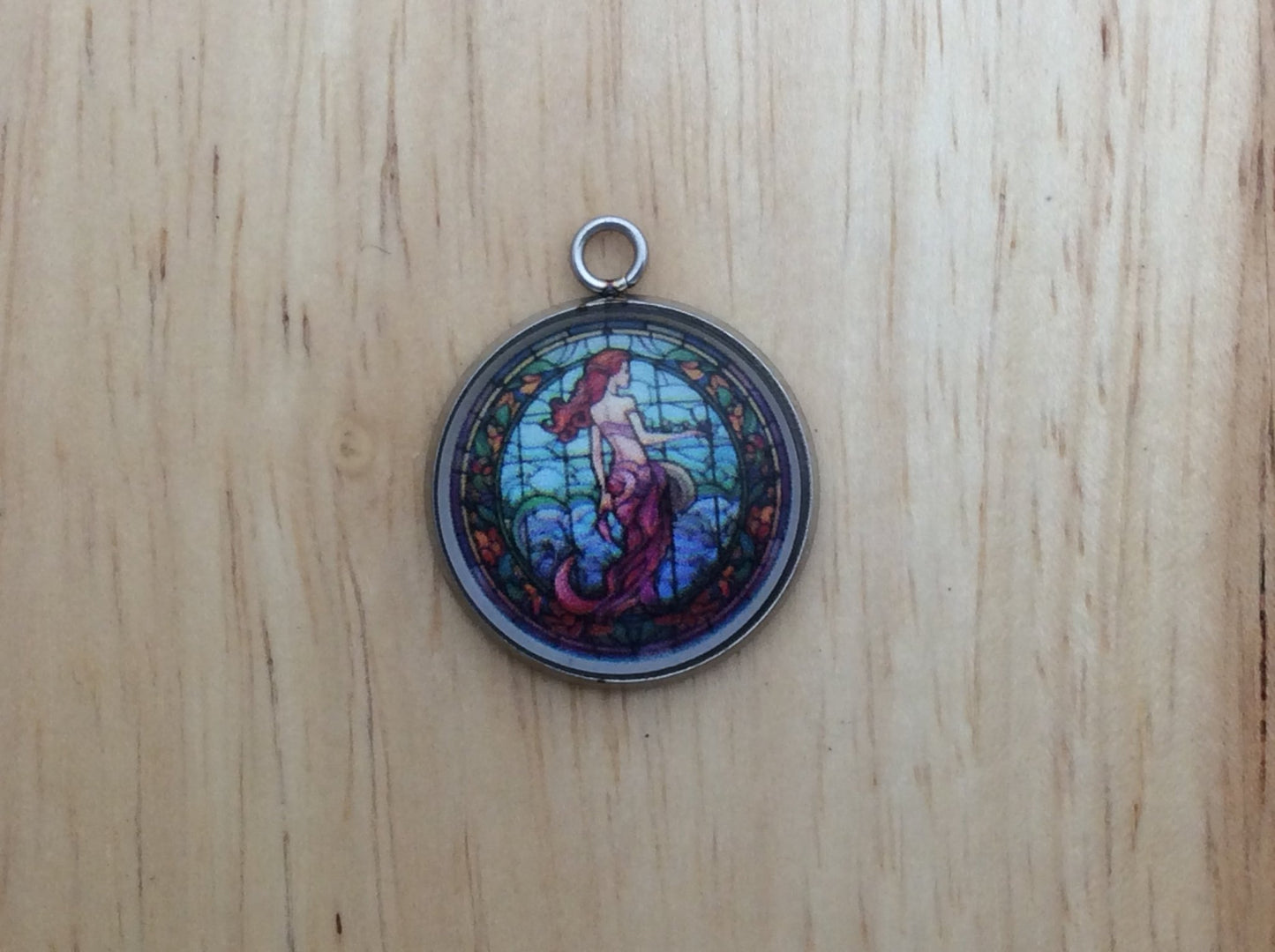 Stained Glass Mermaid Glass Cabochon Charm - ILikeWorms