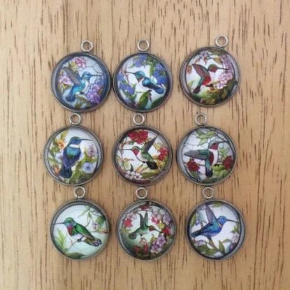 Stained Glass Style Hummingbird Charms, Hummingbird Charms - ILikeWorms