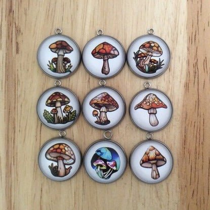 Stained Glass Style Mushroom Charms, Mushroom Charms for Jewelry - ILikeWorms