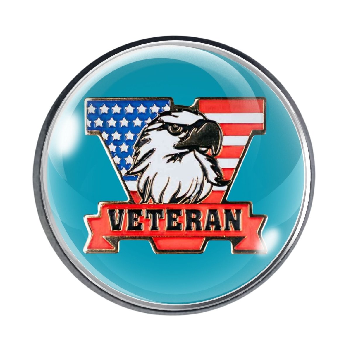 Veterans glass cabochon hat pin