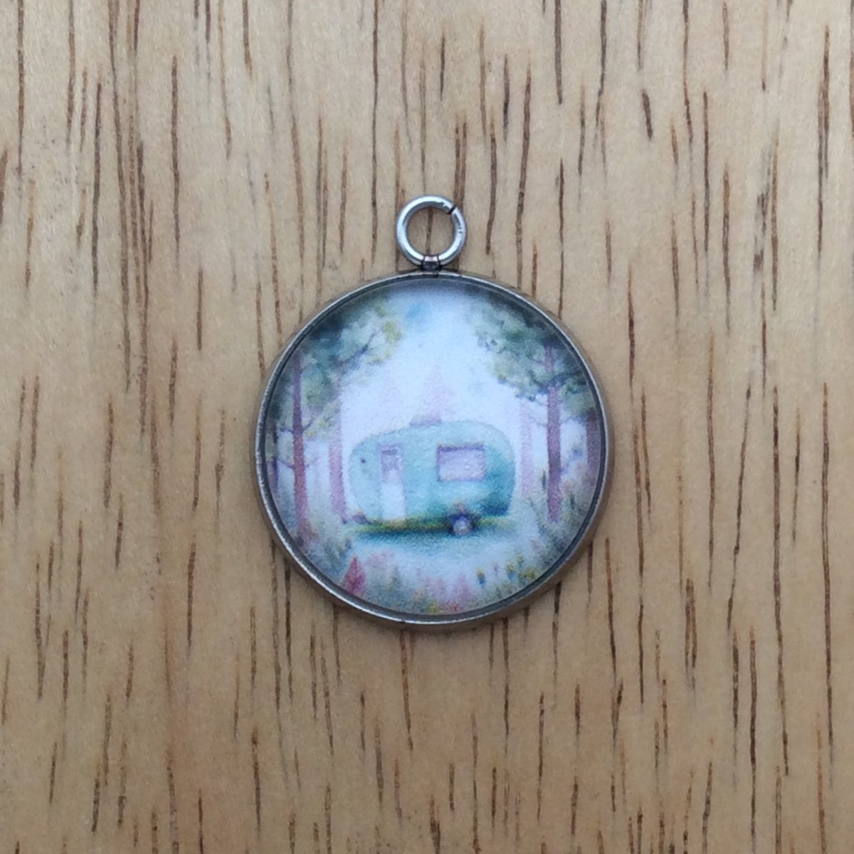 vintage camper glass cabochon charm