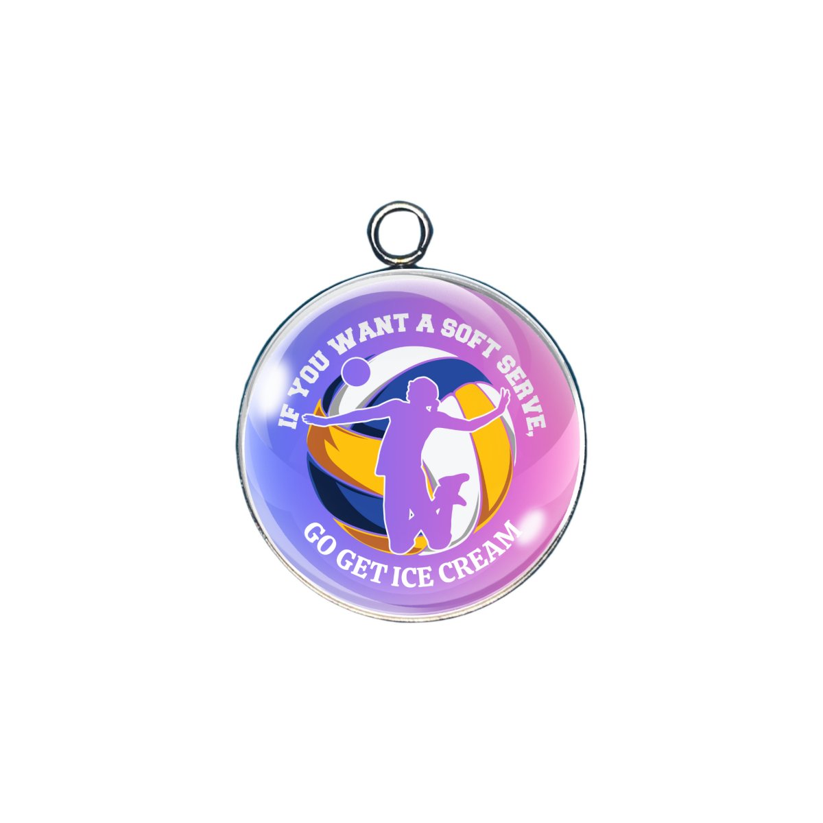 Volleyball glass cabochon charm