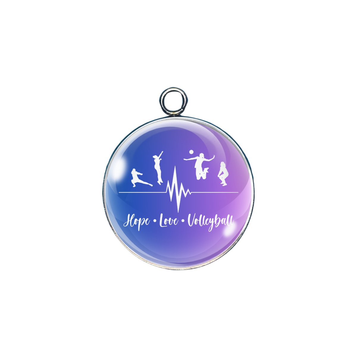 Volleyball glass cabochon charm