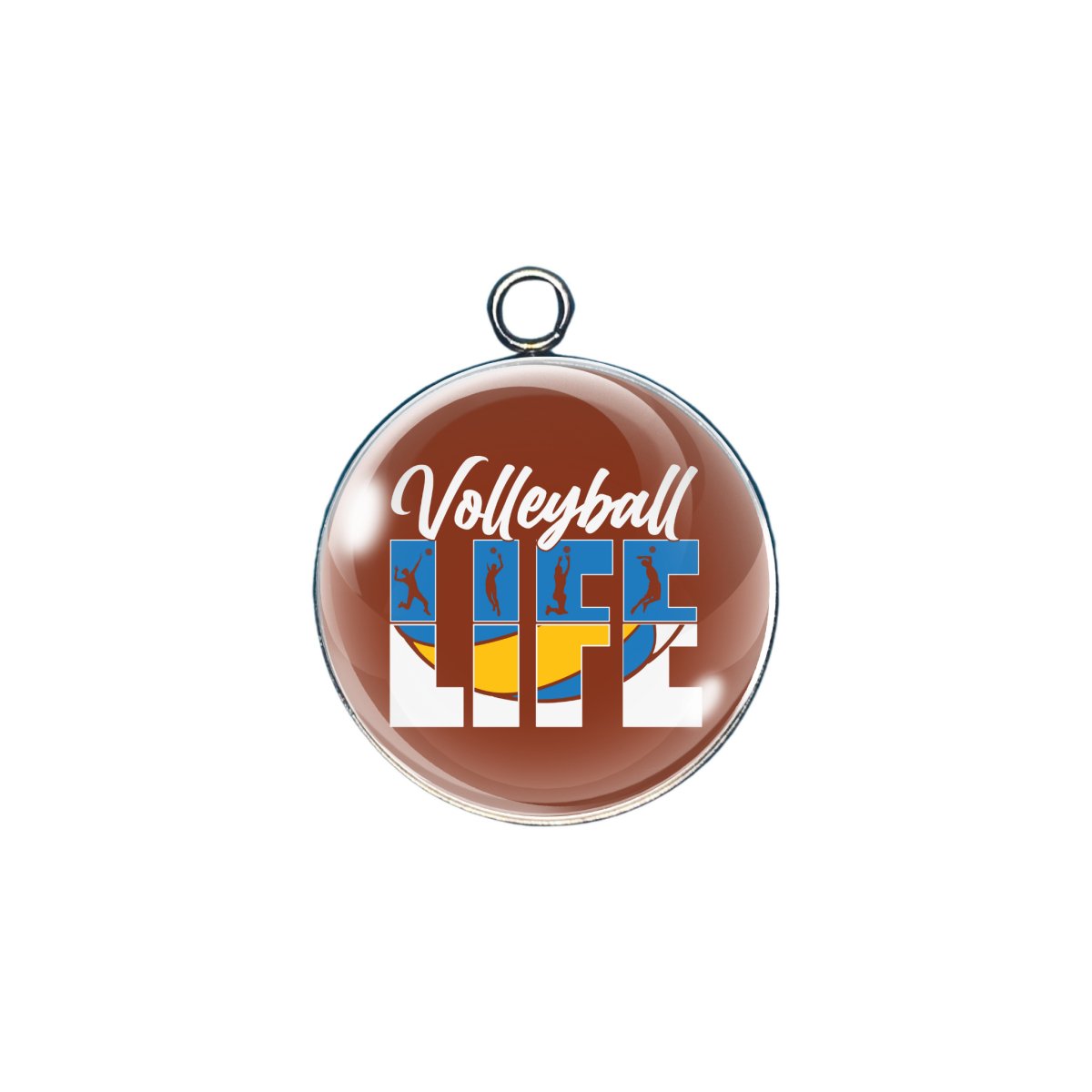 Volleyball glass cabochon charm