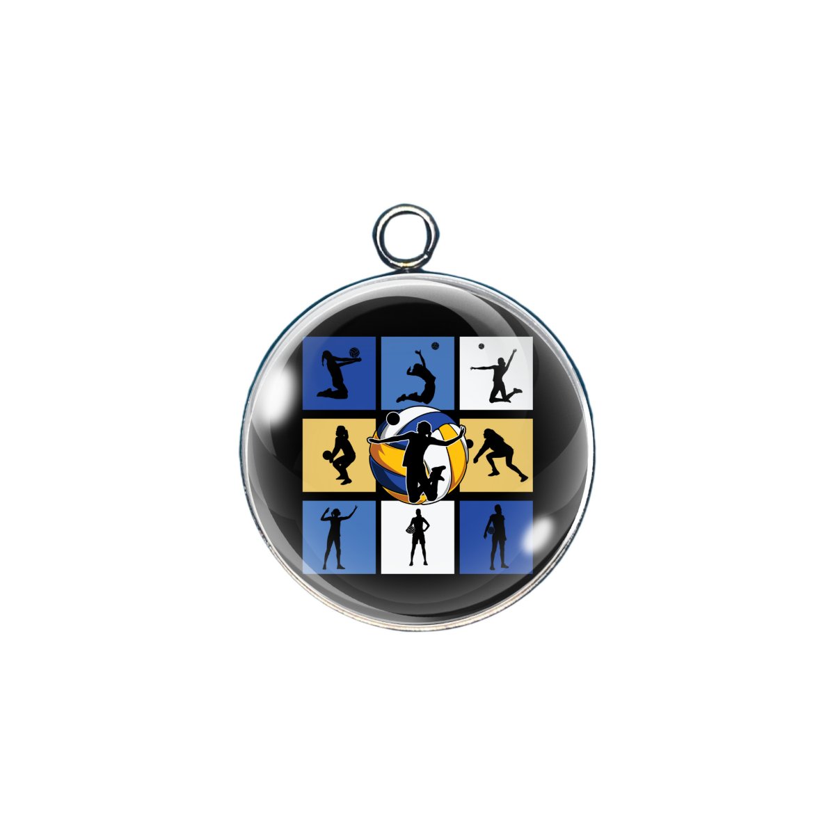 Volleyball glass cabochon charm